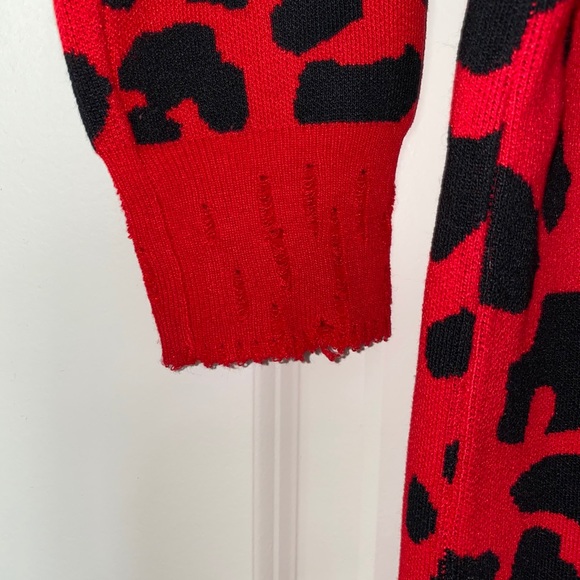 Long Red Leopard Cardigan - Picture 9 of 13